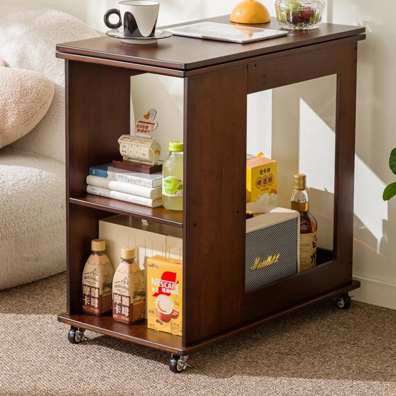 Movable coffee table small apartment folding living room household antique solid wood edge sofa side cabinet Oasis Select