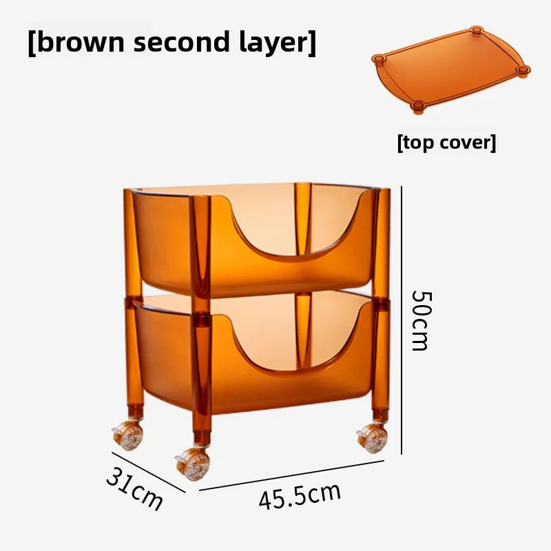 Creative acrylic multi-layer removable shelves ins bedroom kitchen trolley bathroom storage cabinet Oasis Select Brown 2 layers