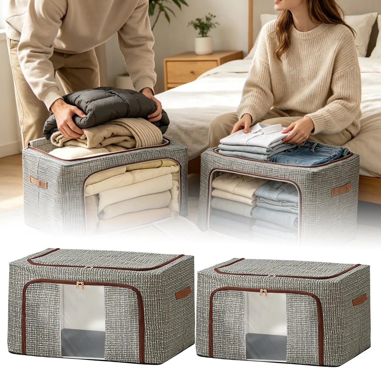 24L/66L Storage Bag Foldable Large Capacity Clothes Blanket Storage Bags Storage Containers For Organizing Bedroom Closet Cloth Oasis Select