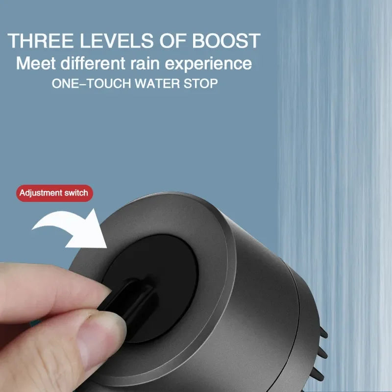 High Pressurized Filter Shower Head 3-mode Adjustable Spray with Massage Brush Rain Faucet Bathroom Accessories Oasis Select