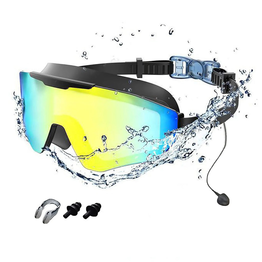 Mirrored Anti-Fog Swim Goggles | Wide View Large Frame & Earplugs Swim Goggles Oasis Select Adult Gold