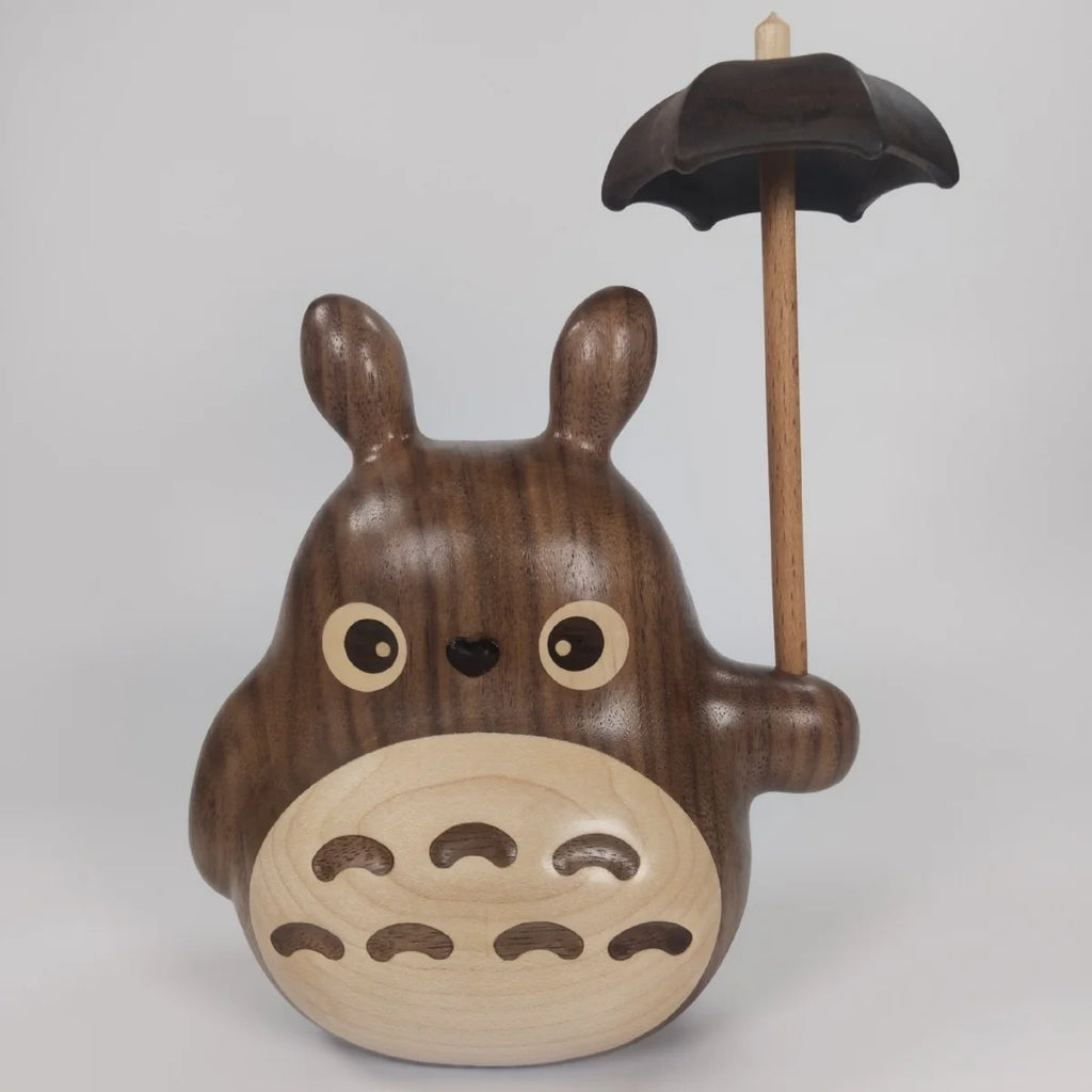 Solid Wood Creative Totoro Windmill Faceless Male Ornament Couple Gift Living Room Decoration Cartoon Music Box Birthday Gift Oasis Select 19cm 3