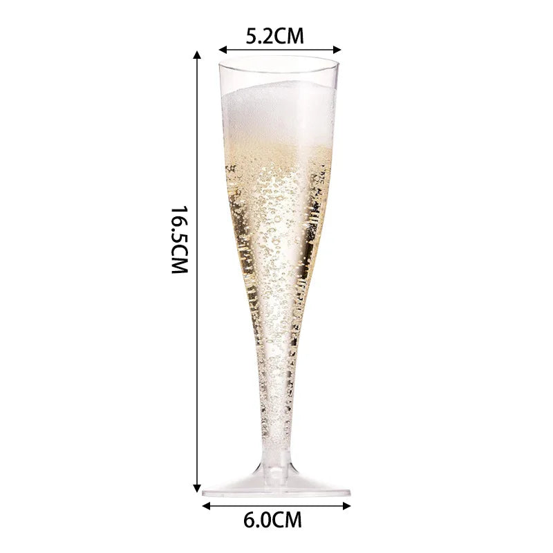 25/50Pcs Clear Champagne Flutes 5oz Plastic Glitter Champagne Flutes Reusable Stemmed Party Wine Cups Crystal Wine Cocktail Cups Oasis Select Clear 50pcs