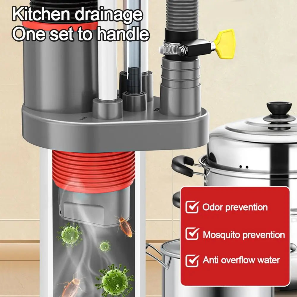 Anti odor Sink Drain Pipe Adapter Sealing Ring Multifunctional Kitchen Basin Sewer Branch Universal 5 in 1 Oasis Select