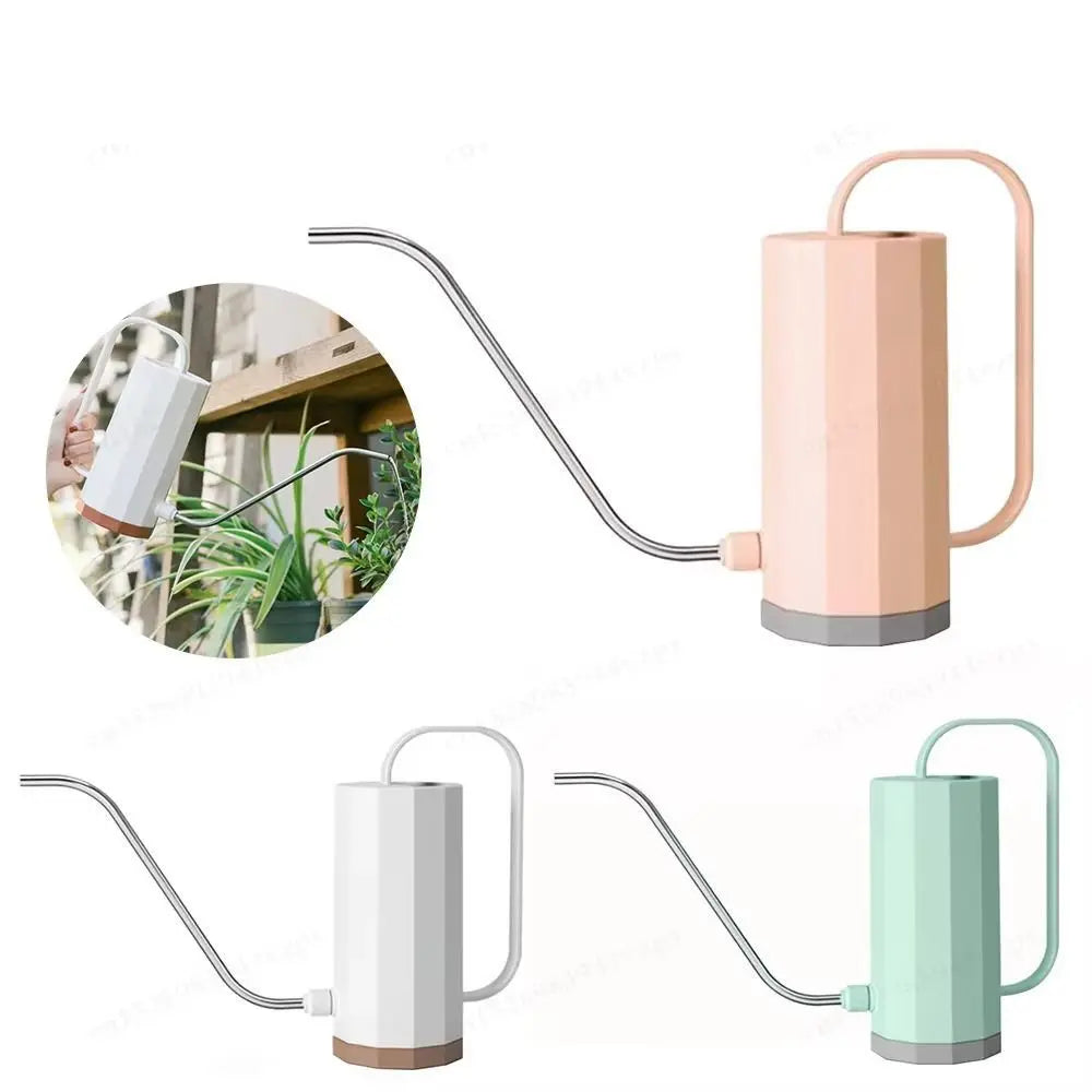 1.2L Gardening Watering Can Stainless Steel Curved Mouth Plant Sprinkler Irrigation Pot Long Spout Removable Nozzle Oasis Select