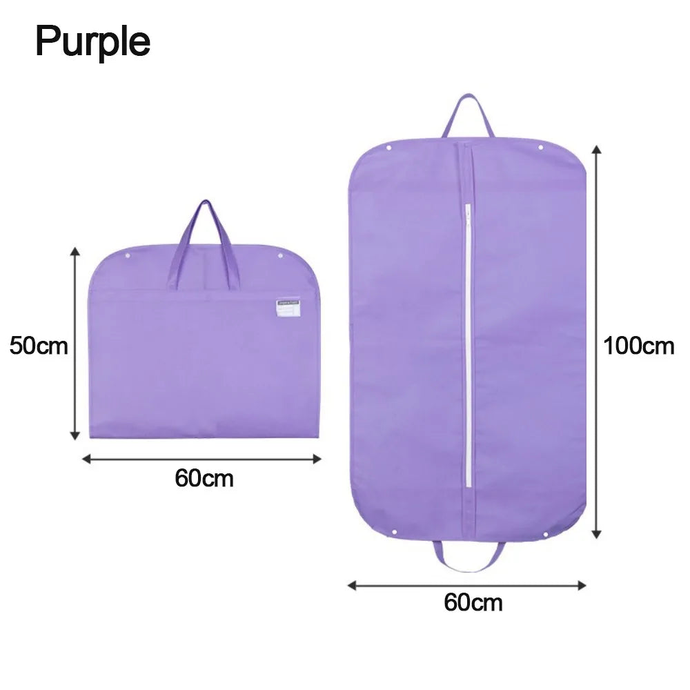 New Foldable Garment Bag Portable Non-woven Suit Storage Bag Solid Color Clothing Dustproof Cover Oasis Select Purple