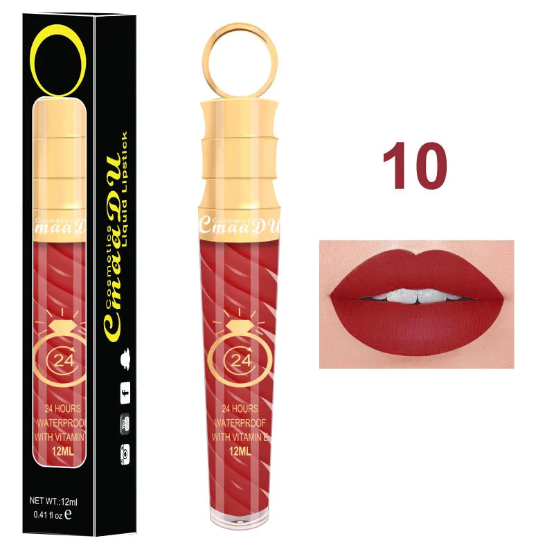 1 Pcs Matte Lip Gloss Waterproof Selection Spiral Glossy Lipstick Long-lasting Non-stick Cup Non-fading Exquisite Gift Oasis Select 10