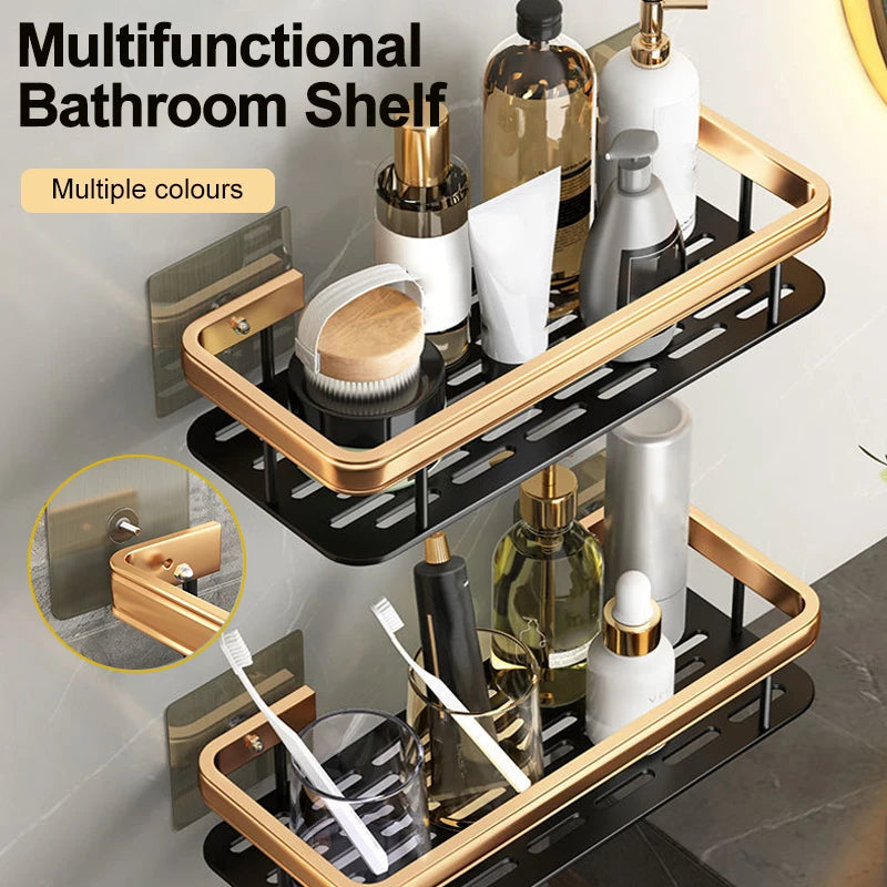1-3PCS Bathroom Corner Shelf Nail-Free Shower Organizer Wall Mounted Space Aluminum Shelf Bathroom Accessories Oasis Select