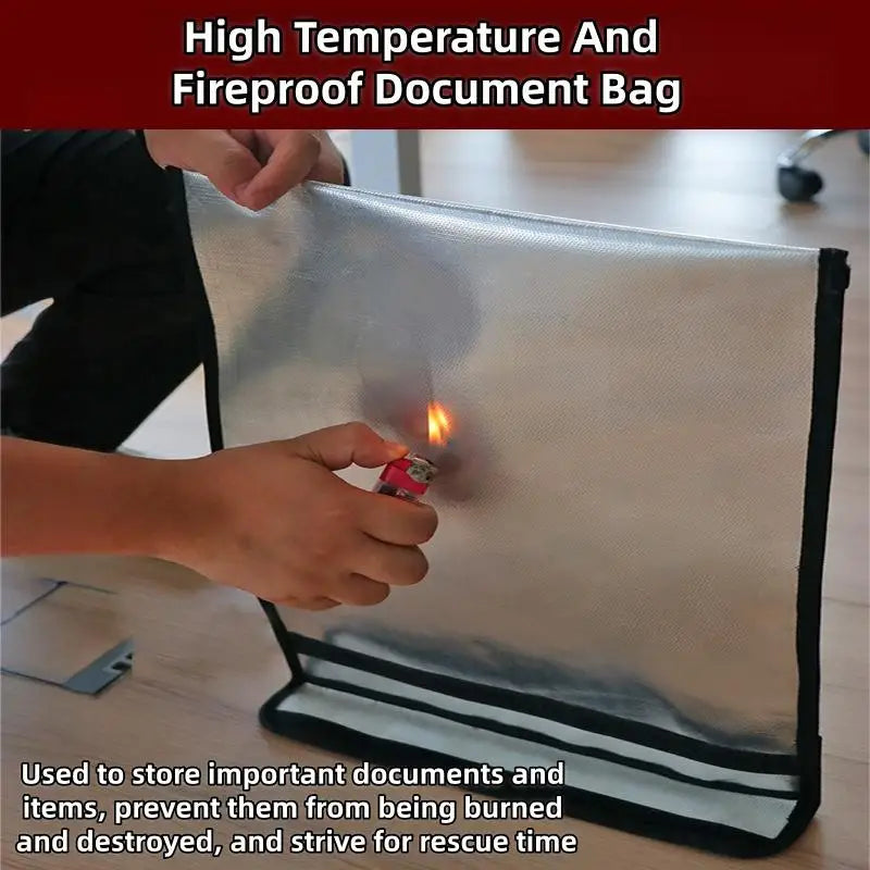 Waterproof Fireproof Document Bag Heat Resistant Large Capacity Safe Pouch for Valuables Cash Travel Emergency Home Use Oasis Select