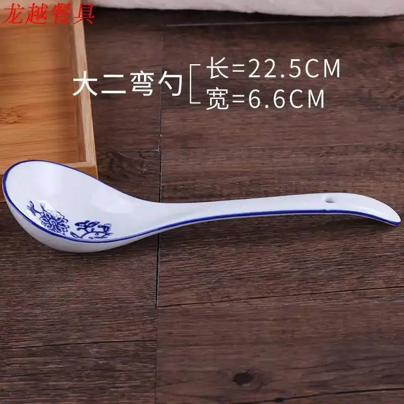 Ramen Spoon, Blue And White Porcelain Spoon, Large Soup Spoon, Long-Handled Soup Spoon, Rice Spoon Kitchen Tablewear Oasis Select Spoon length 22.5cm