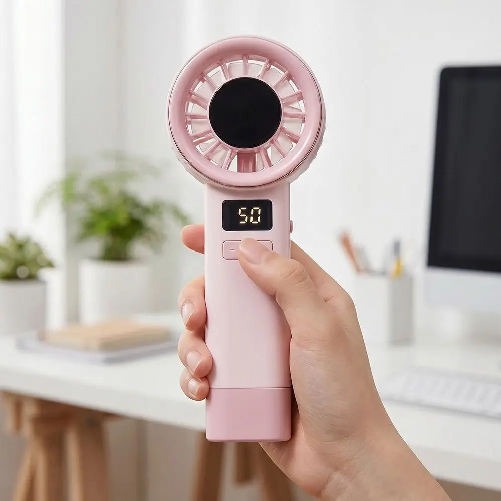 199 Wind Speeds Portable Hand Fan USB Rechargeable Adjustable Mini Bladeless Personal Fan Quiet Operation with Handle Rope Oasis Select
