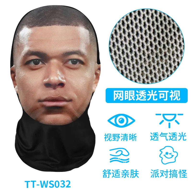 New 3D Printed Funny Mask Elastic Mesh Disguise Full Face Mask for Men Women Cosplay Headwear Hip Hop Fashion Hood Hat Headgear Oasis Select H
