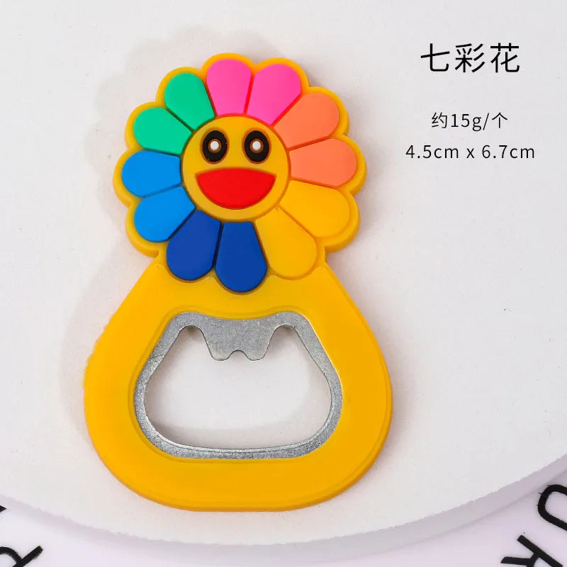 Cartoon Small Animal Bottle Opener Refrigerator Magnet Pvc Soft Glue 3D Creative Magnetic Cool kitchen Gadgets Oasis Select flower