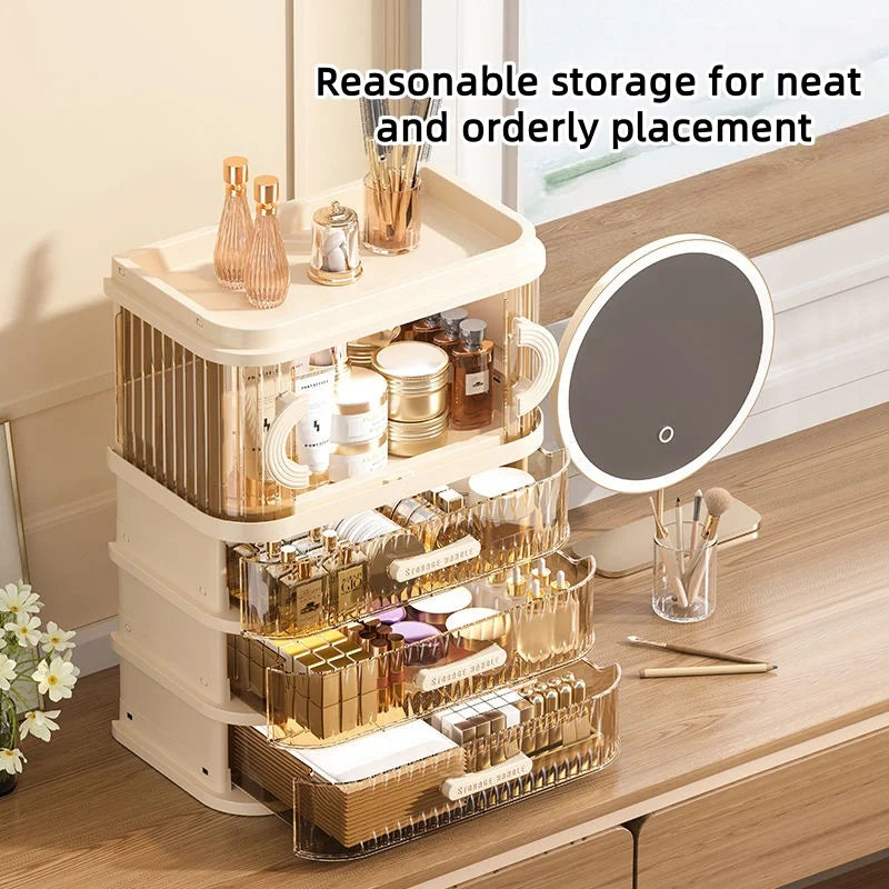 1 pcs Folding storage box, cosmetics desktop dressing table, lipstick and skin care products, large-capacity storage rack Oasis Select