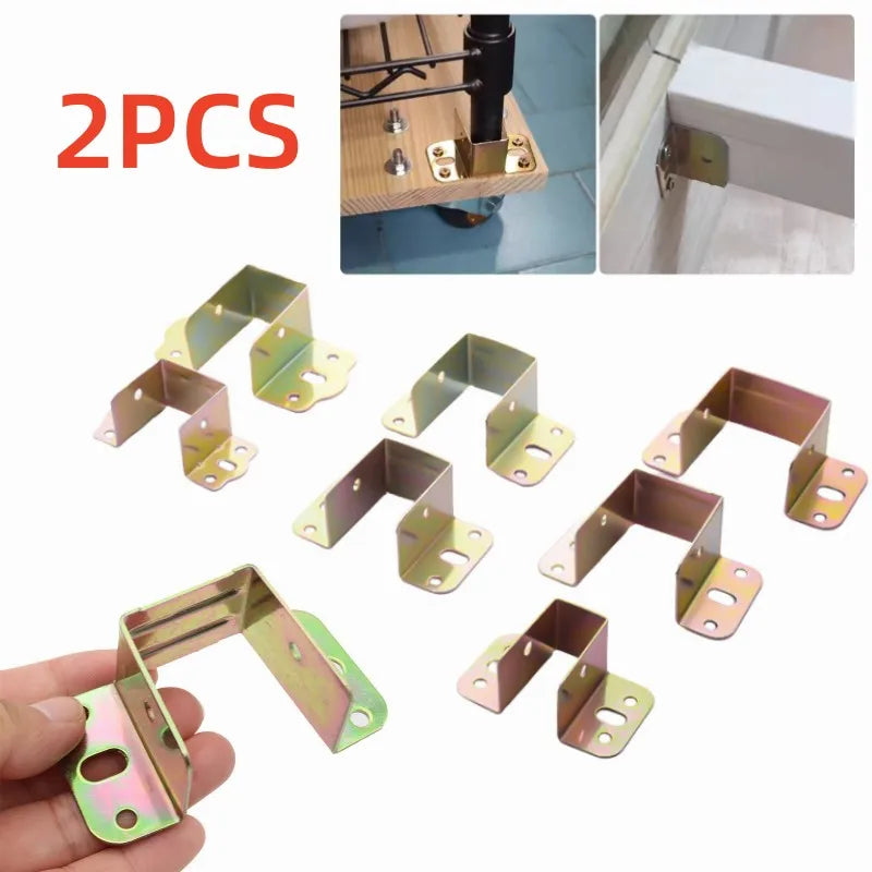 2pcs U Shaped Metal Bed Bracket Bed Frame Fixing Connecting Furniture Rail Hook Brackets Hinge Fitting Connector Lock Hardware Oasis Select