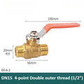 Brass Long Rod Ball Valve 1/8 "1/4" 3/8 "1/2" 3/4 "1 Inch Internal/external Thread Connector Adapter Copper Pipe Connector Oasis Select 4-point Double outer Long stem ball valve