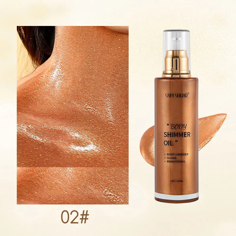 SAM SUGAR Pearl Rose Gold Shimmer Body Oil & Face Highlighter
