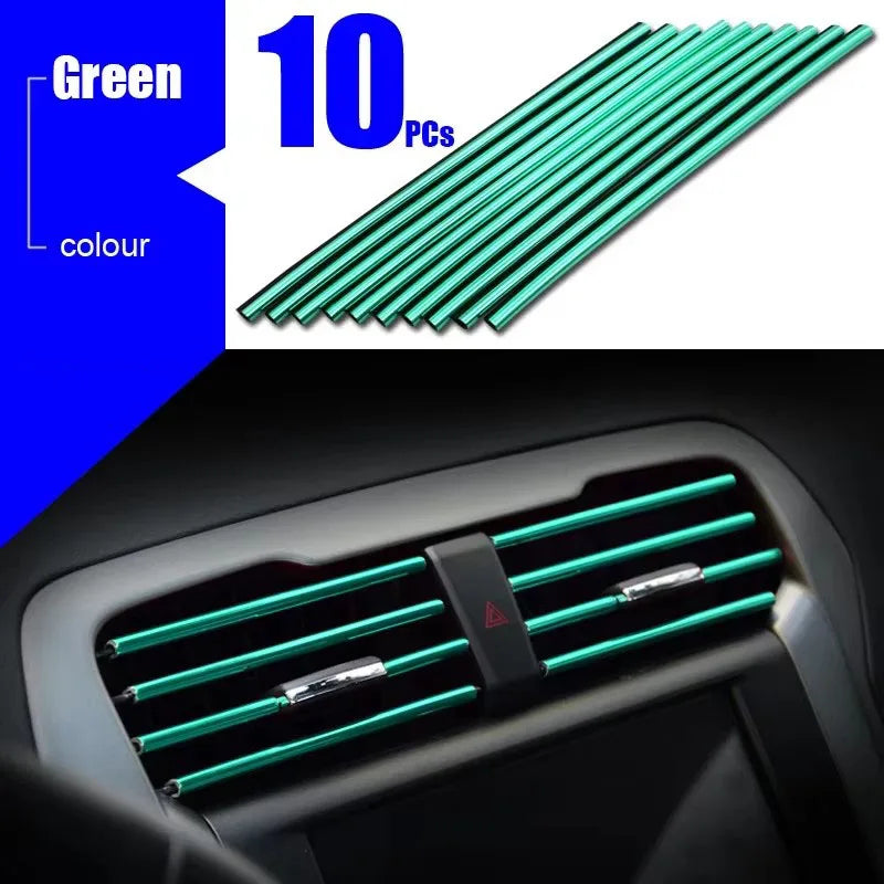 10/20pcs Car Air Conditioner Decoration Strip For Vent Outlet Moulding Trim Strips Car Styling Car Door Edge Corner Decoration Oasis Select 10pcs Green