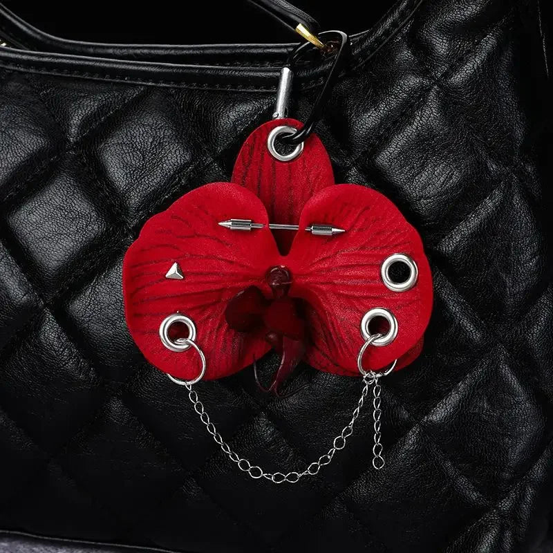 Exquisite Simulation Phalaenopsis Keychain Backpack Decoration Gifts Creative Hand-punched Puncture Simulation Flower Keyring Oasis Select
