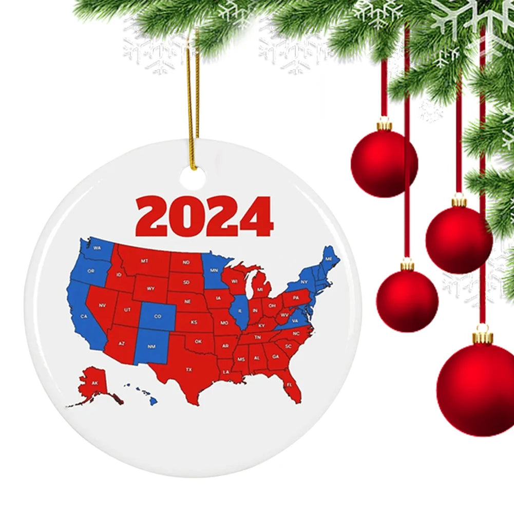3-Pack 2024 US Election Map Acrylic Christmas Ornaments Christmas Ornament Set Oasis Select