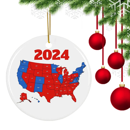 3-Pack 2024 US Election Map Acrylic Christmas Ornaments Christmas Ornament Set Oasis Select