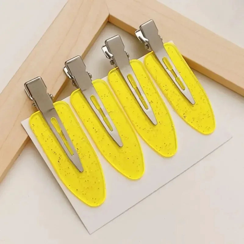 4pcs No Bend Seamless Hair Clips Side Bangs Fix Fringe Barrette Makeup Washing Face Accessories Women Girls Styling Hair Pins Oasis Select Translucent yellow 4
