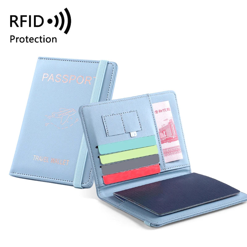 Waterproof PU Leather Passport Holder & Travel Wallet Passport Holder Wallet Oasis Select Blue