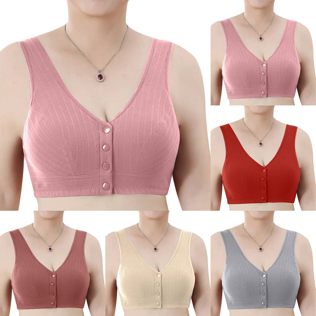 New Large Size Vest Style Bra for Middle-Aged And Elderly Women with Wide Strap Comfortable Cotton Underwear Fixed Cup Oasis Select