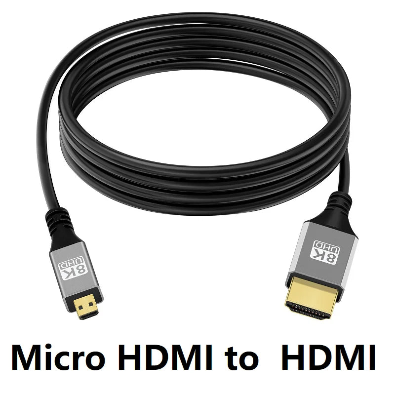 Micro HDMI 8K Cable Micro To HDTV HDMI-compatible Cable Cord For GoPro Raspberry Pi 4 Retroid Sony Camera pc TV Video Cable Oasis Select 0.5m