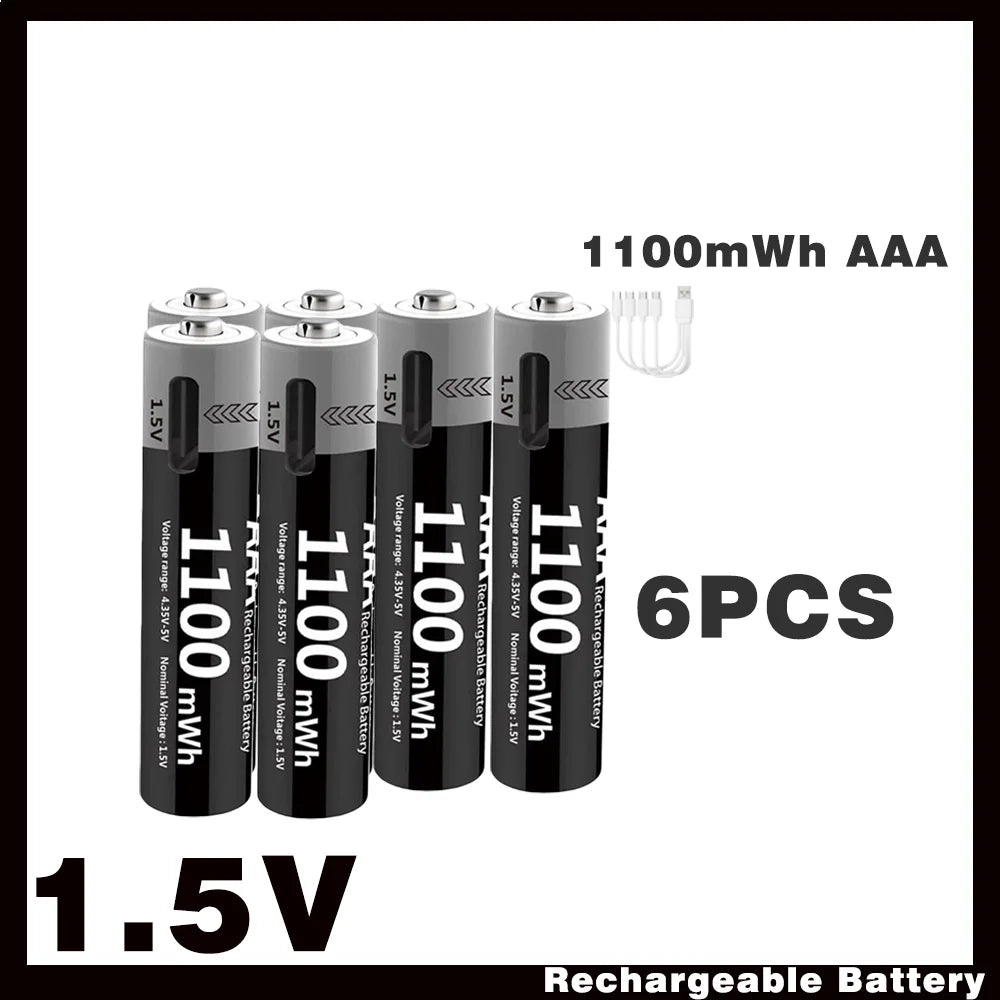 Li-ion AAA and AA Rechargeable Batteries USB Lithium-ion 3400mWh 1.5V AA Rechargeable Batteries+1100mWh 1.5V AAA Battery Oasis Select USB AAA 1100mWh 6PC
