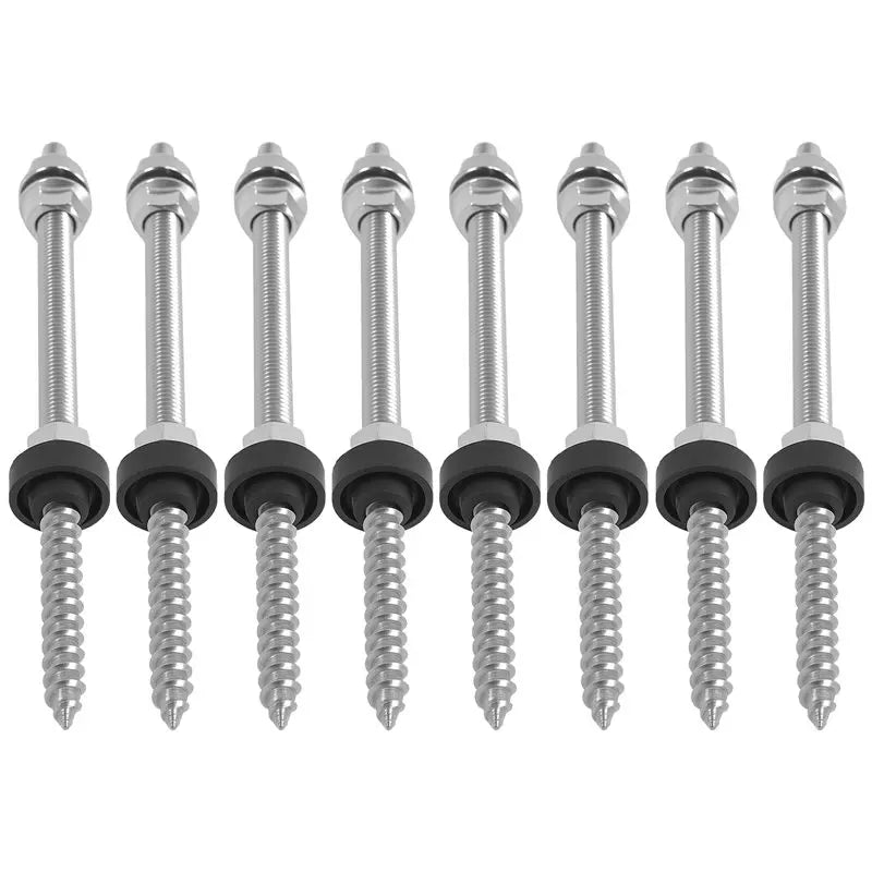 LIKE WISH Hanger Bolts M10 X 200 Mm, Pre-Assembled, V2A, Height-Adjustable, For Photovoltaic Solar Mounting Roofs, 8 Pack Oasis Select silver