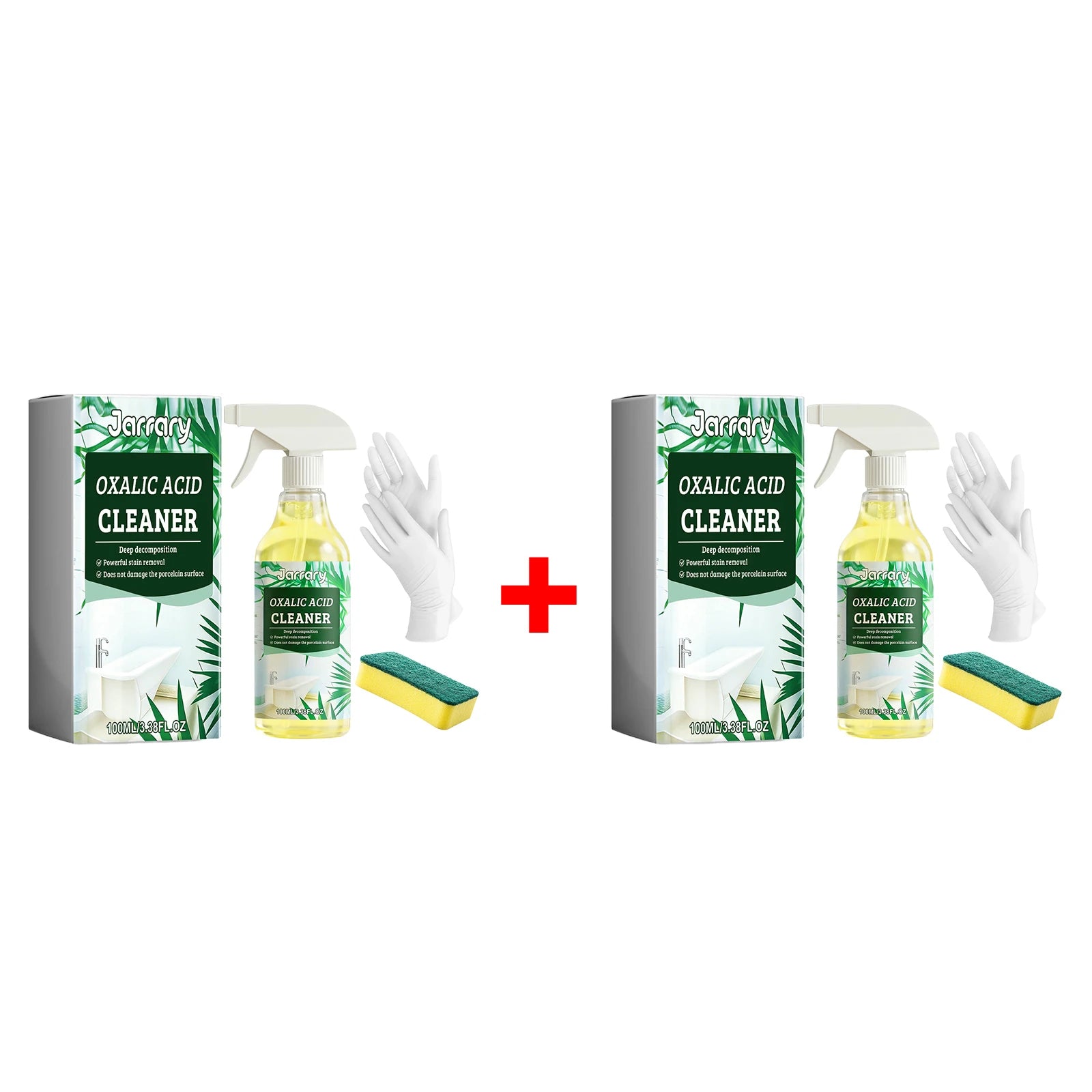 Oxalic Acid Cleaner 100ml Bathroom & Kitchen Stain Remover with Sponge & Gloves for Toilet, Tile & Grout Deep Cleaning Spray Oasis Select 2 Set