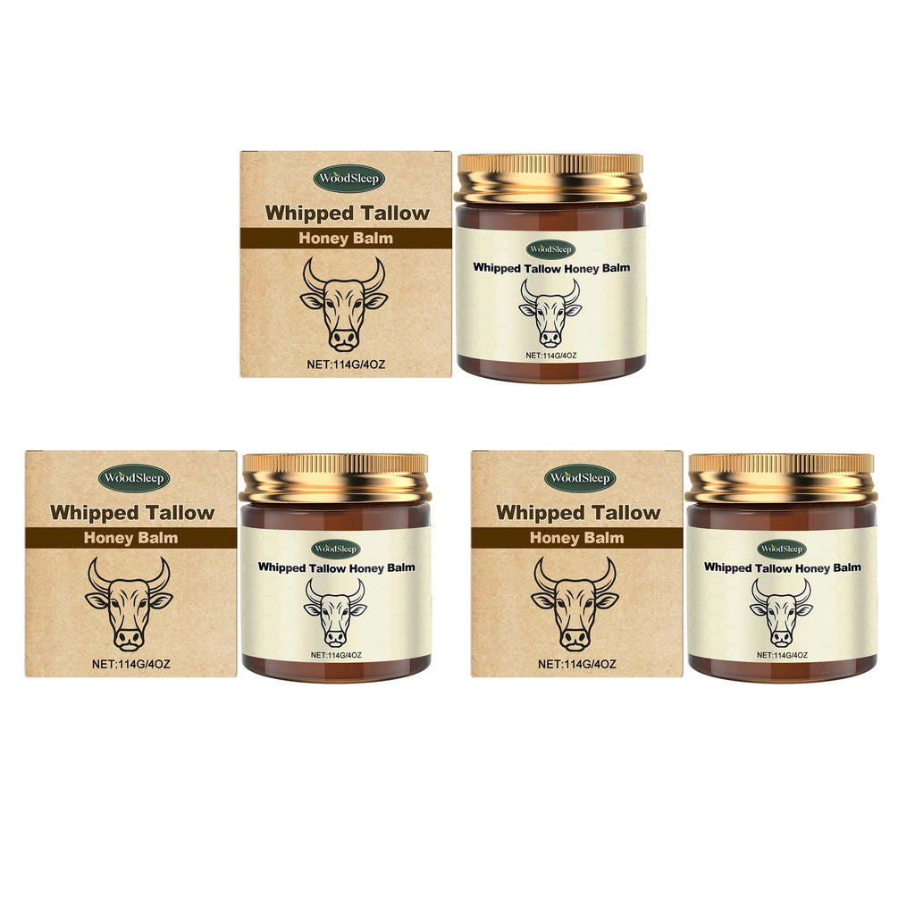 WOODSLEEP Whipped Tallow Honey Balm Face & Body Moisturizer Tallow Honey Balm Oasis Select 3 X 114g boxed