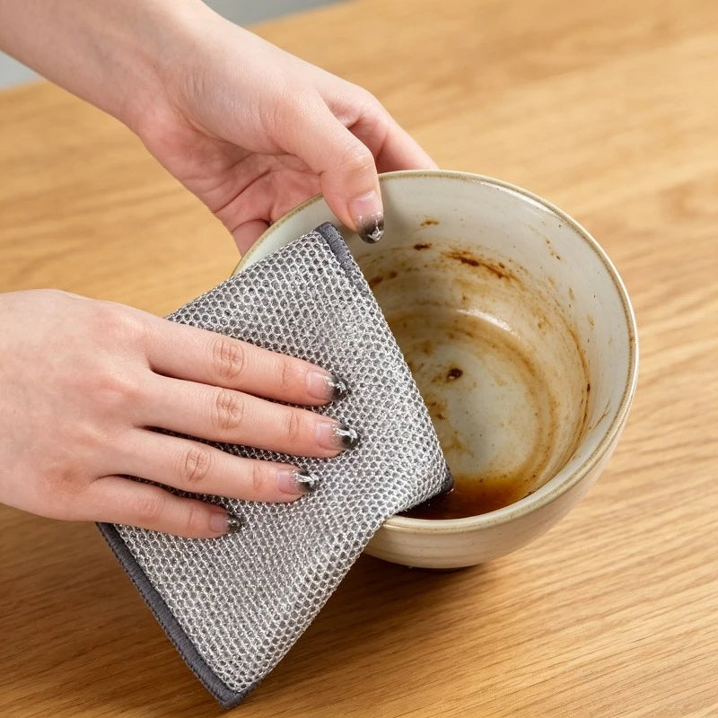 Double-sided Metal Wire Cleaning Cloth Oil Removal Kitchen Dish Rag Alternative To Steel Wool for Kitchen & Sink Mat Use Oasis Select