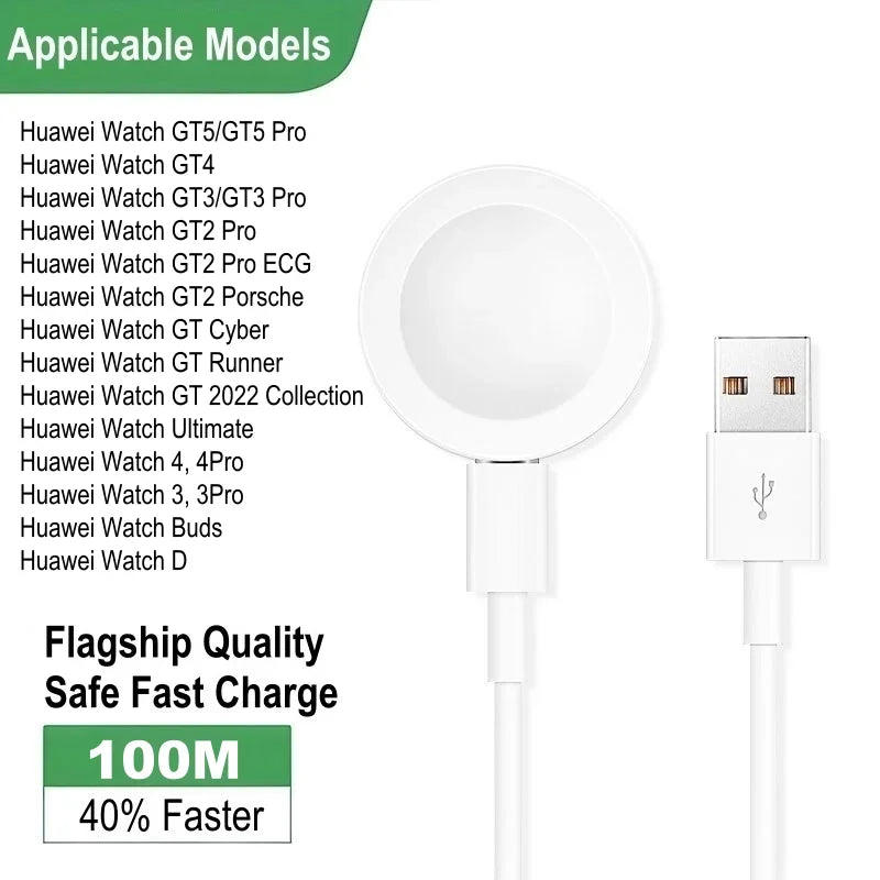 Huawei Watch Charger Base – GT5 GT4 GT3 GT2 Pro & Honor Series Smartwatch Charger Oasis Select White With Cable-A