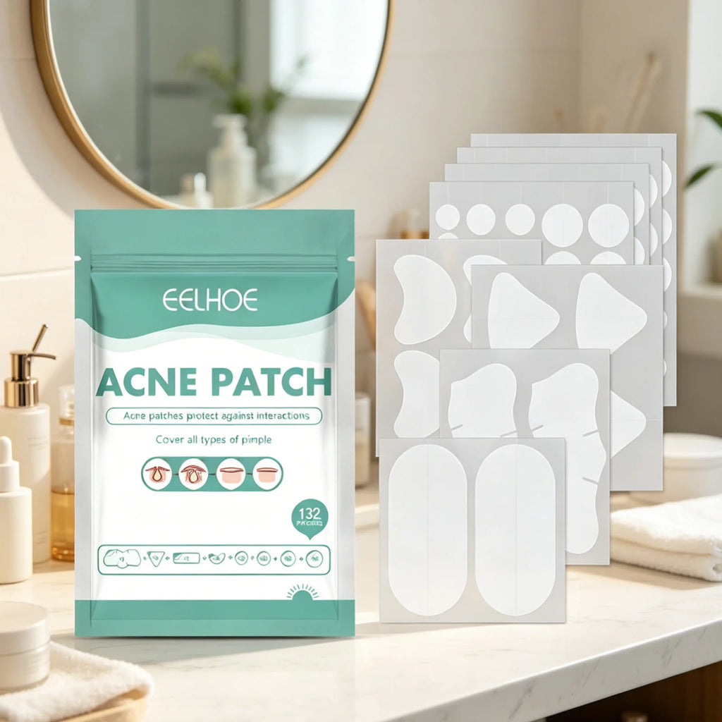 EELHOE 132-Pack Hydrocolloid Acne Patches – Invisible Pimple Fix Acne Patch Oasis Select