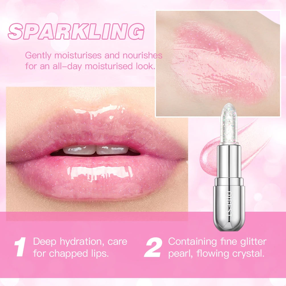 QiBest Glitter Lip Balm – Color-Changing Crystal Jelly Lipstick
