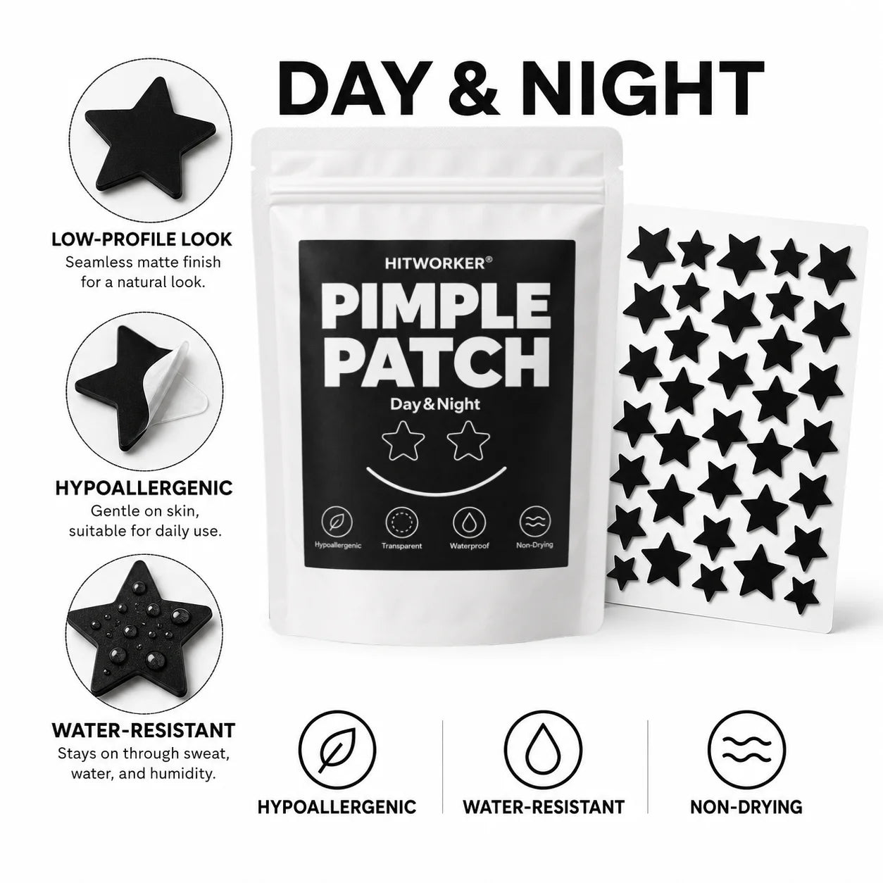 800/400/200pcs/box star shaped - containing tea tree oil acne patch, alcohol free, non irritating absorption of acne secretions Oasis Select