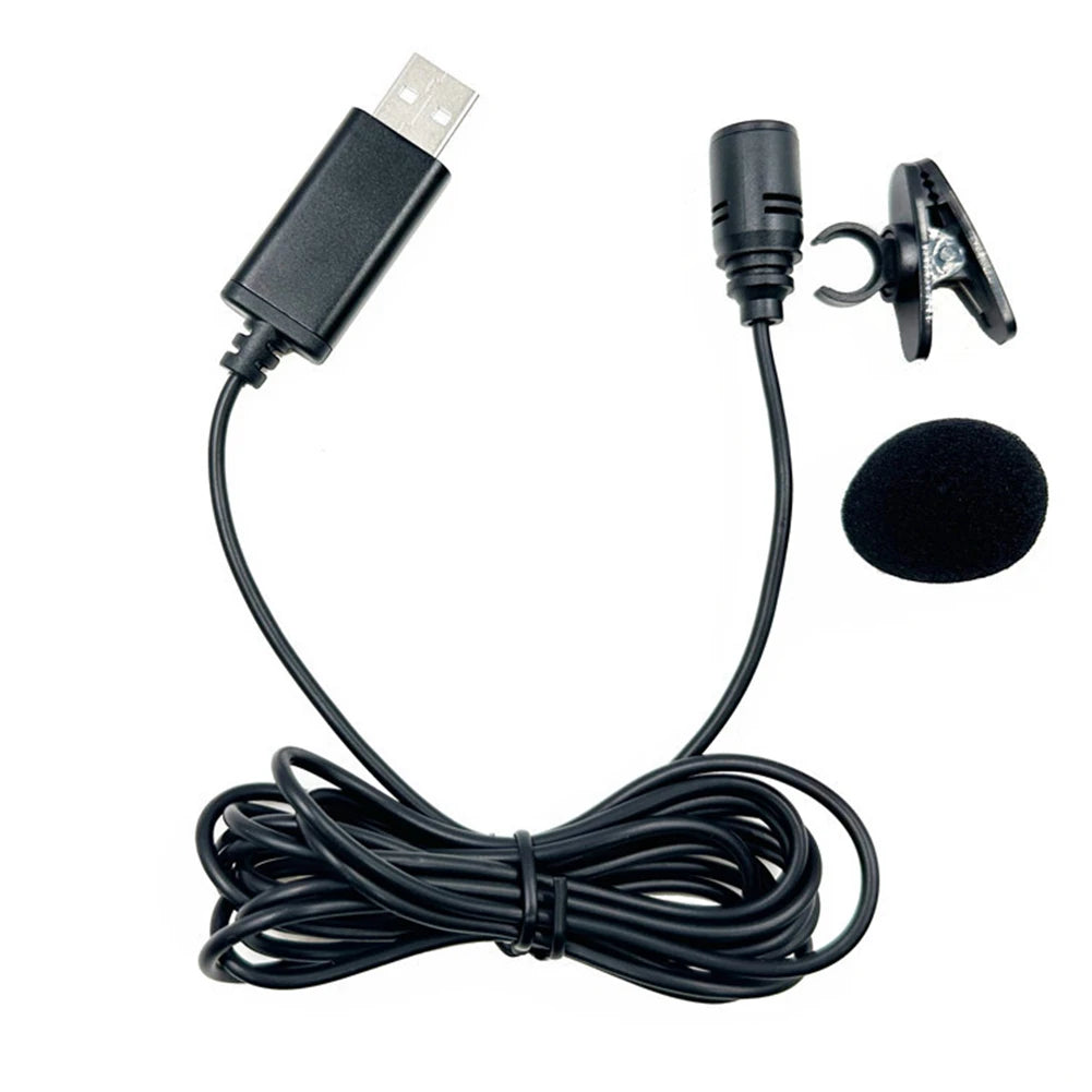 In-Car Recording Smartphone External Microphone Collar Clip Microphone 2m Black 360 Omni-Directional Audio Hands-Free Use Oasis Select