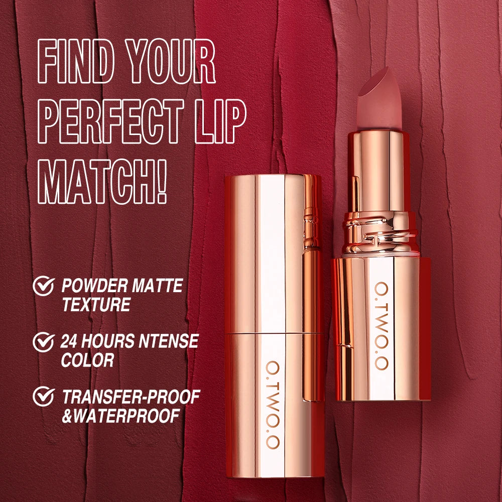 O.TWO.O Matte Lipstick | 8 Colors, Waterproof, Long-Lasting