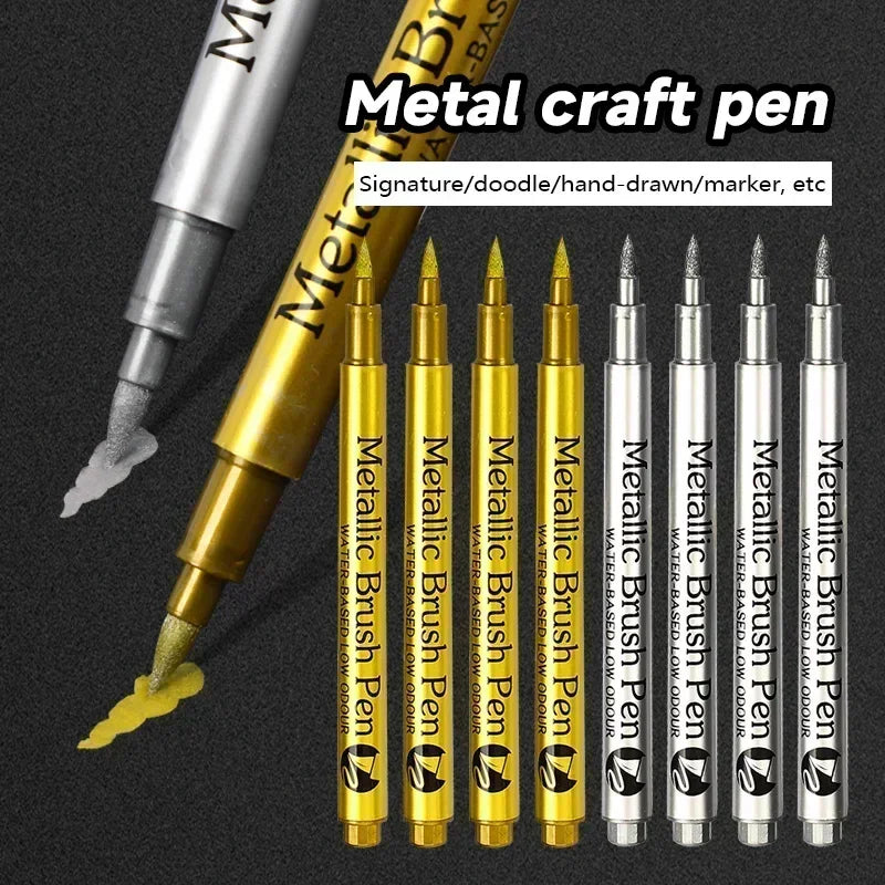 Gold Silver Metallic Permanent Markers Waterproof Paint Pens For Rock Mug Ceramic And Glass DIY Art Creation Supplies Oasis Select