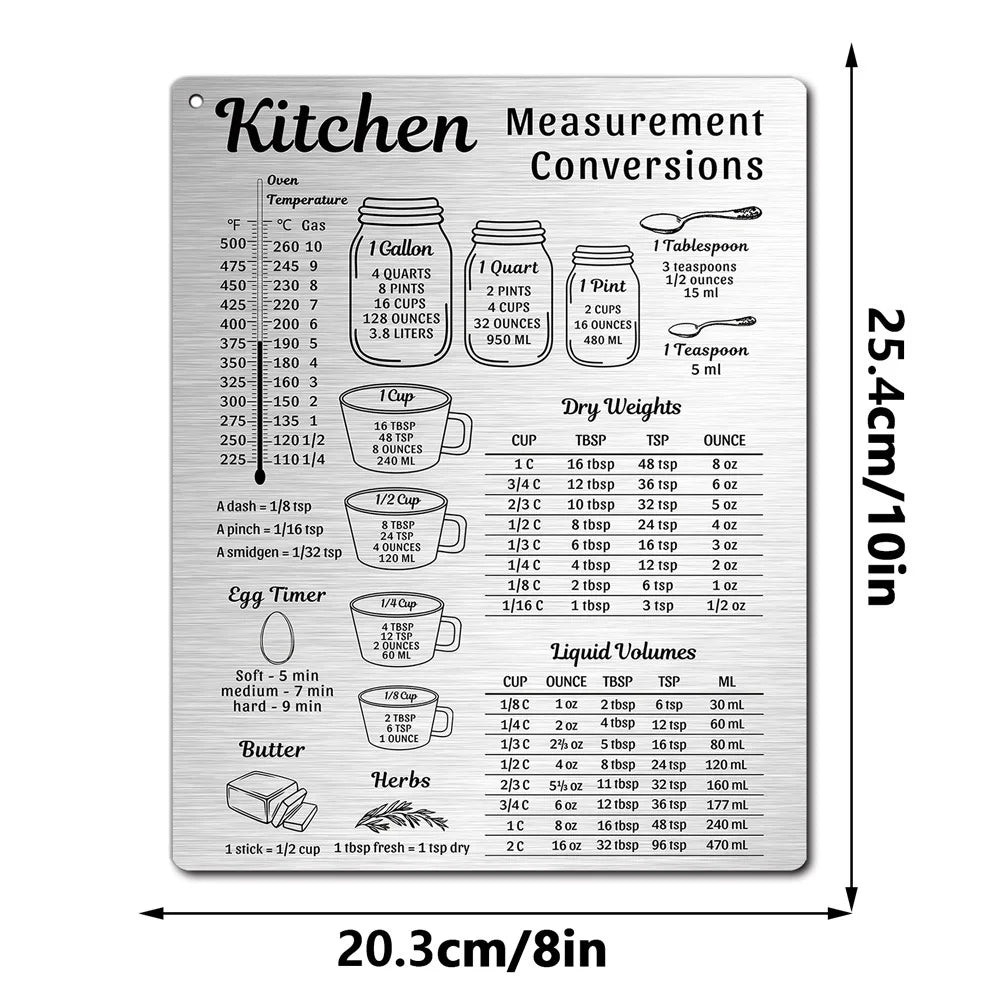 Kitchen Conversion Magnetic Sticker Fridge Mounted Measuring Guide Metal Kitchen Helper for Daily Cooking Use Oasis Select JSTY495