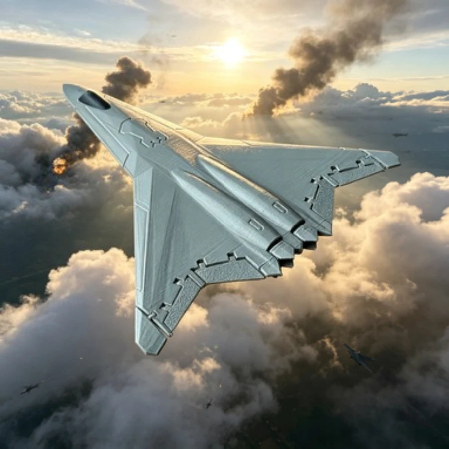 6th Gen Stealth Fighter Jet Model Modern Military Combat Aircraft DIY Assemble Warplane Figurine Aviation Collectible Desk Decor Oasis Select