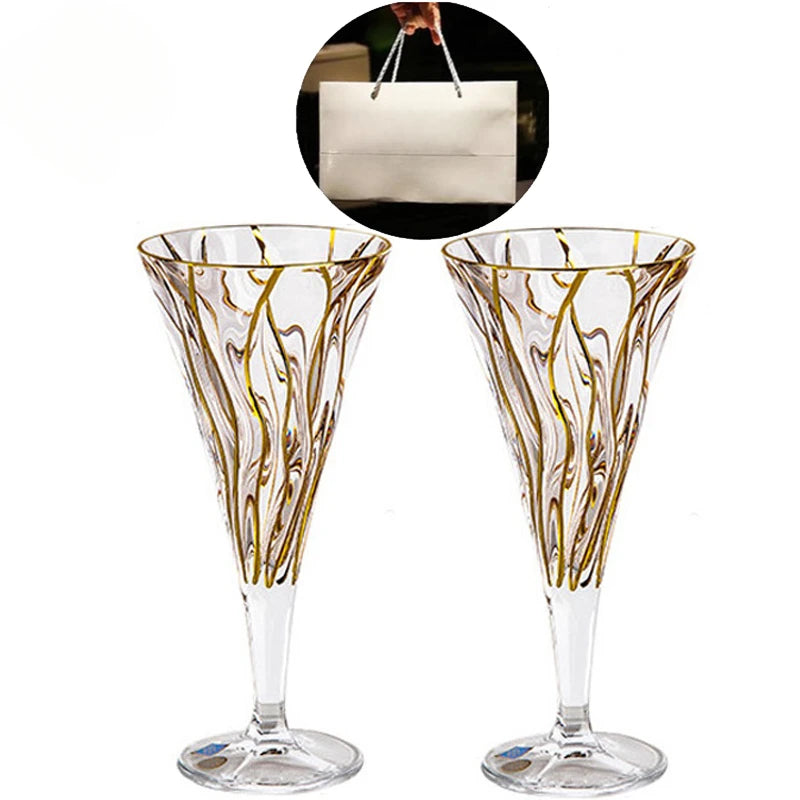 Crystal glass traced gold whiskey glass wine glass tall red wine glass wine set Oasis Select 2 cups