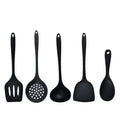 Silicone Kitchen Utensil Set, Food-grade Silicone, Including A Soup Ladle, Spatula, Rice Spoon, And Mixing Spoon Oasis Select Black