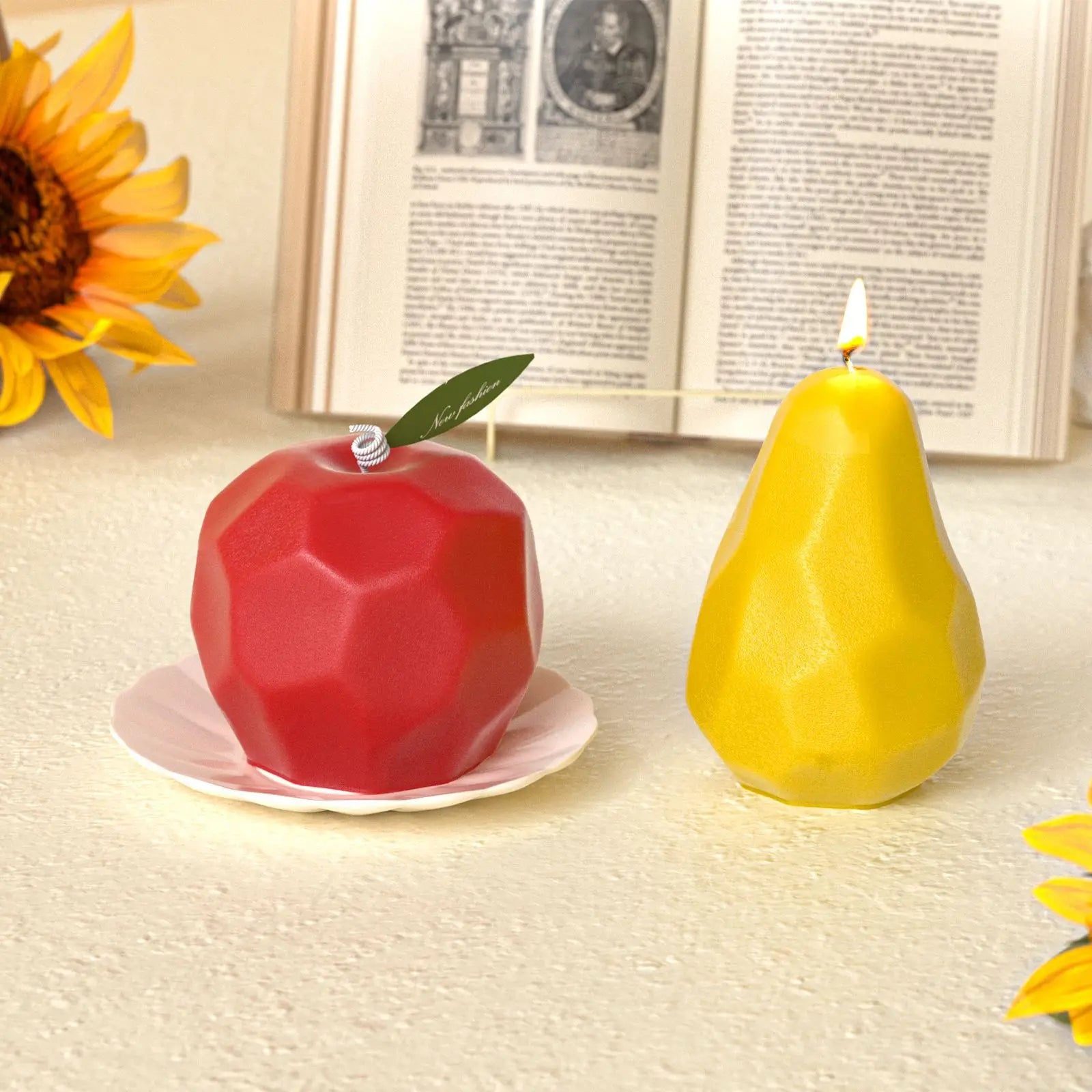 DIY Diamond-Cut Pear & Apple Scented Candle Silicone Mold Aromatherapy Plaster Fruit Resin Casting Mold Oasis Select