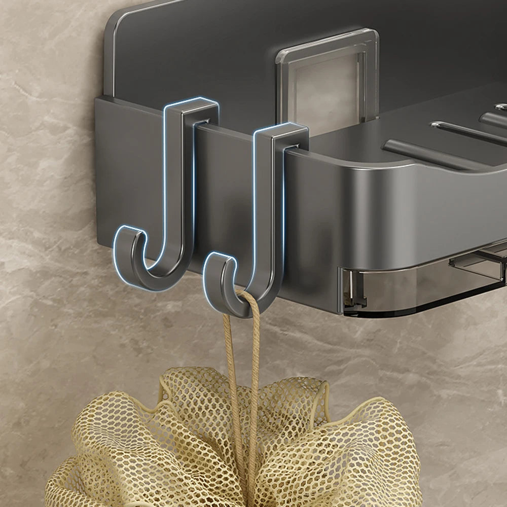 Wall Soap Dish Holder – No-Drill, Drain Tray | Bathroom Organizer