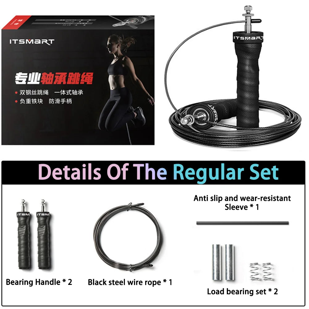 1 set of steel wire skipping rope for fitness and physical training, sports carbon steel bearings for adjustable skipping rope Oasis Select Load bearing style