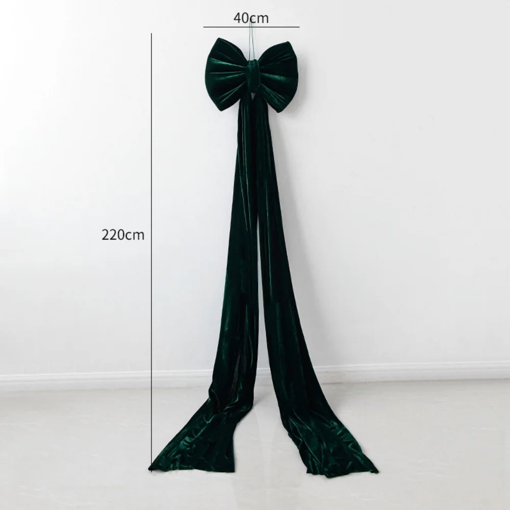Super Large Christmas Bow Pendant Red Velvet Xmas Tree Bowknot Pendant Ornaments for Home Decor New Year Party Gifts Decoration Oasis Select 220cm Green