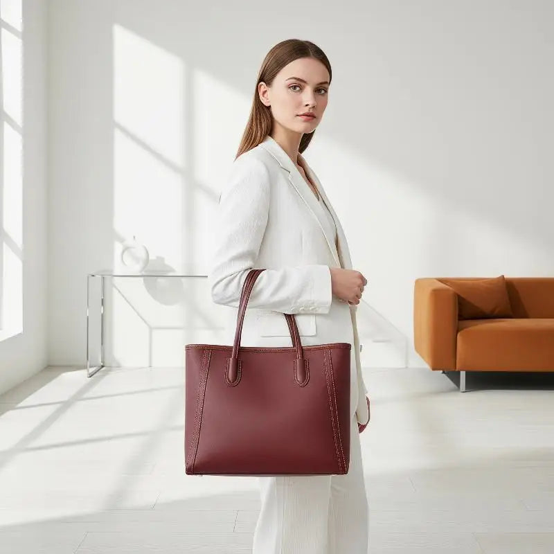Large Capacity Women's Commuting Tote Bag PU Leather Shoulder Bag for Everyday Activities Oasis Select